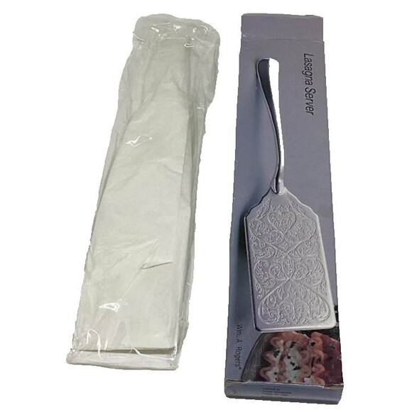 Wm A Rogers Lasagna Server Multi Purpose Silverplate Etched Wedding Box Vtg NEW - Picture 4 of 4